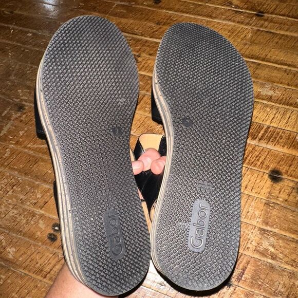 Gabor Hovercraft strappy black  lagenlook size 7 wedge sandals - Picture 4 of 5